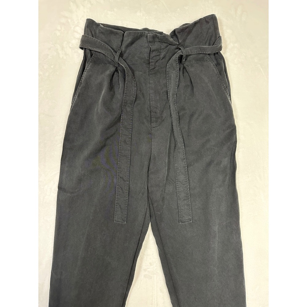 Reformation Avalon Pants Womens 8 Black High Waist Tie Ankle Paperboy Trousers - Picture 6 of 16
